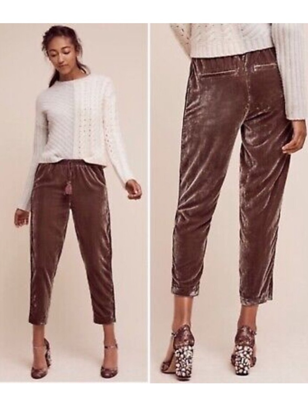 Anthropologie Elevenses Sonia Cropped Velvet Pants XXS (up to a S)